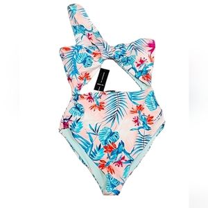 Dolce Vita One Piece Bikini Style Floral One Strap Swimsuit NWT Size M